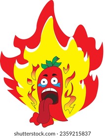 hot cartoon chili pepper crying