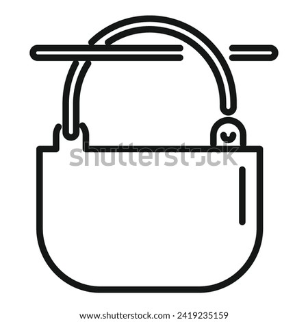 Hot cauldron fire icon outline vector. Outdoor hiking. Nature adventure
