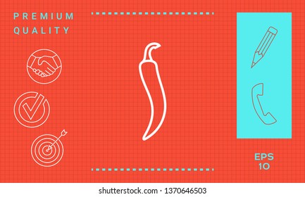 Hot cayenne long slim chili pepper icon. Graphic elements for your design