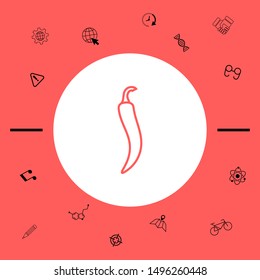 Hot cayenne long slim chili pepper icon. Graphic elements for your design