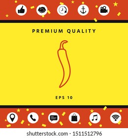 Hot cayenne long slim chili pepper icon. Graphic elements for your design