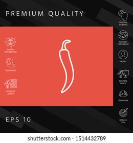 Hot cayenne long slim chili pepper icon. Graphic elements for your design