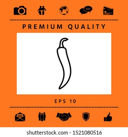 Hot cayenne long slim chili pepper icon. Graphic elements for your design