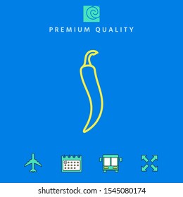 Hot cayenne long slim chili pepper icon. Graphic elements for your design