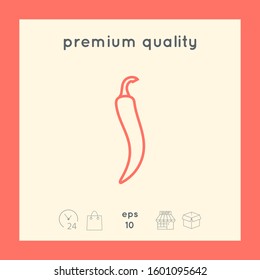 Hot cayenne long slim chili pepper icon. Graphic elements for your design