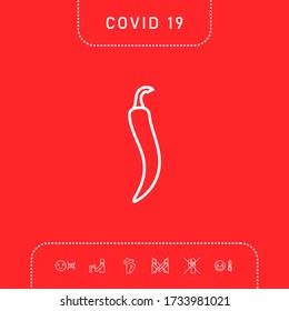 Hot cayenne long slim chili pepper icon. Graphic elements for your design