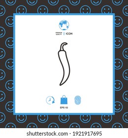 Hot cayenne long slim chili pepper icon. Signs and symbols for your design