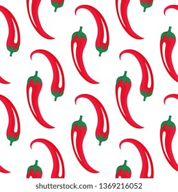 Hot cayenne red pepper background. Chile seamless pattern. Chilli decor for Cinco de Mayo. Mexican food