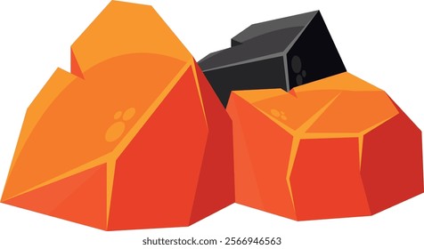 Hot charcoal briquette vector illustration