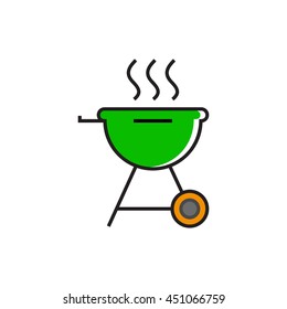 Hot Charcoal Grill Line Icon