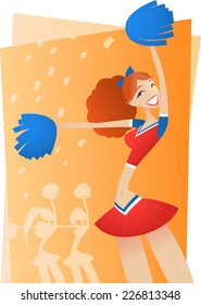 hot Cheering Cheerleader cartoon vector illustration