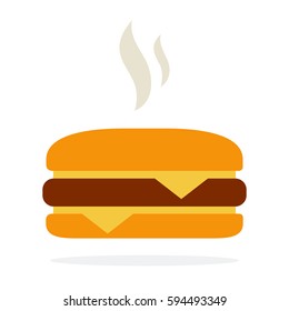 Hot cheeseburger vector flat material design isolated on white