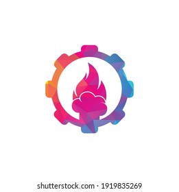 Hot chef gear shape concept vector logo design. Chef hat with a flame vector icon.