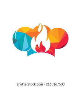 Hot chef hat vector logo design template. Chef hat and fire icon logo.