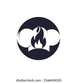 Hot chef hat vector logo design template. Chef hat and fire icon logo.