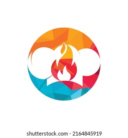 Hot chef hat vector logo design template. Chef hat and fire icon logo.