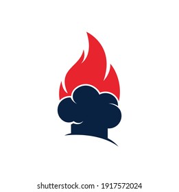  Hot chef vector logo design. Chef hat with a flame vector icon.