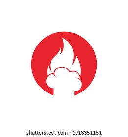  Hot chef vector logo design. Chef hat with a flame vector icon.