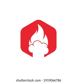  Hot chef vector logo design. Chef hat with a flame vector icon.