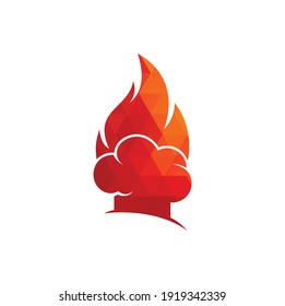 Hot chef vector logo design. Chef hat with a flame vector icon.