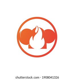 Hot chef vector logo for restaurant, bistro, culinary, catering kitchen business. Chef hat with a flame vector icon.	