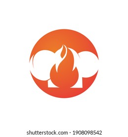 Hot chef vector logo for restaurant, bistro, culinary, catering kitchen business. Chef hat with a flame vector icon.	