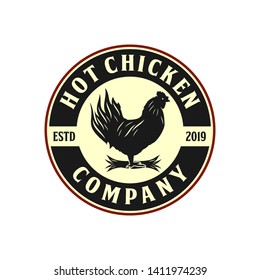 Hot chicken badge vintage logo design