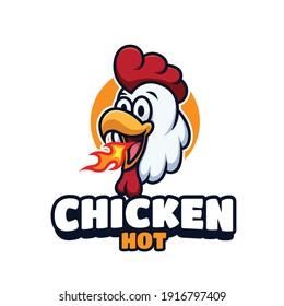 Hot Chicken Cartoon Mascot Logo