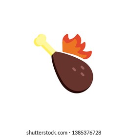 Hot chicken drumstick flat icon, vector sign, Spicy chicken leg colorful pictogram isolated on white. Symbol, logo illustration. Flat style design