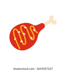 Hot chicken drumstick vector illustration.