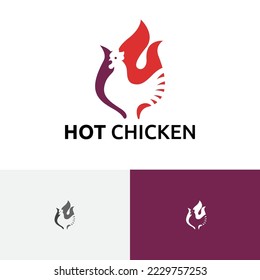 Hot Chicken Fire Flame Grilled Food Restaurant Logo