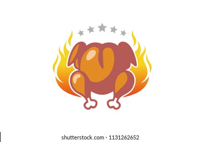 Hot Chicken Food Fire Logo Symbol Vector Illustration