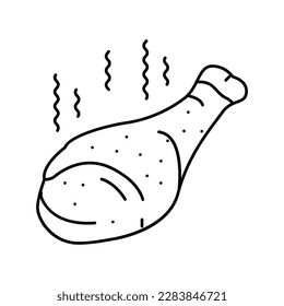 hot chicken fried line icon vector. hot chicken fried sign. isolated contour symbol black illustration