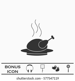 Hot chicken icon flat. Black pictogram on white background. Vector illustration symbol and bonus button