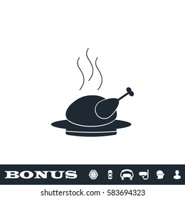 Hot chicken icon flat. Black pictogram on white background. Vector illustration symbol and bonus button