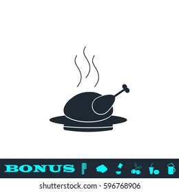 Hot chicken icon flat. Black pictogram on white background. Vector illustration symbol and bonus button