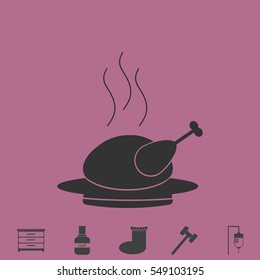 Hot chicken icon flat. Simple vector grey pictogram and bonus symbol