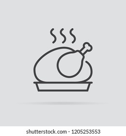 Hot chicken icon in flat style isolated on grey background. For your design, logo. Vector illustration.