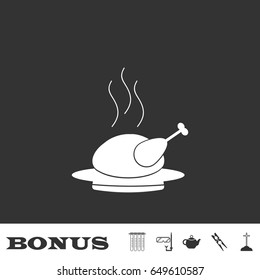 Hot chicken icon flat. White pictogram on black background. Vector illustration symbol and bonus icons