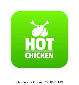 Hot chicken icon green vector isolated on white background
