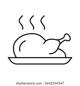 Hot Chicken Line Editable Stroke Icon. Fast-food And Drinks Themes Vector Illustration