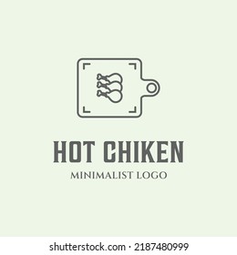 Hot Chicken Logo Art Line Vector Design Minimalist