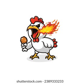 hot chicken logo mascot vector design
