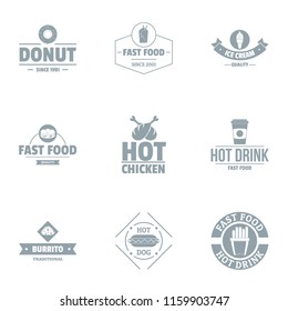 Hot chicken logo set. Simple set of 9 hot chicken vector logo for web isolated on white background