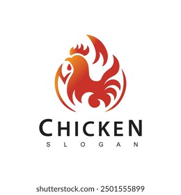 Hot Chicken logo, hot chicken symbol vector icon illustration, fast food restaurant icon