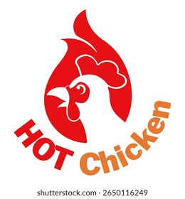 ilustração do vetor do logotipo da galinha quente, ícone da cabeça do galo flamejante para marca do restaurante da comida apimentada e projeto da comida rápida