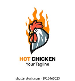 Hot Chicken Mascot Logo Design Vector.