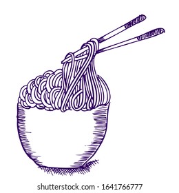 hot chicken noodles, doodle sketch