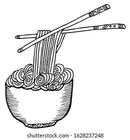 hot chicken noodles, doodle vector