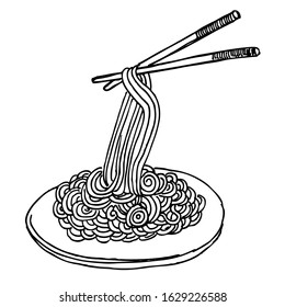 hot chicken noodles, doodle vector